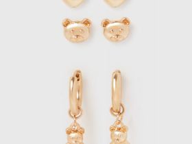 Серьги для девочек, 3 пары, Золотой