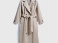 Пальто с поясом, Бежевый