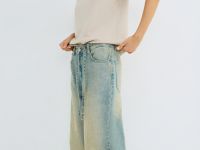 Джинсы Barrel с тонким поясом, Голубой