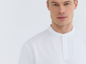 Поло с воротником-стойкой, Белый