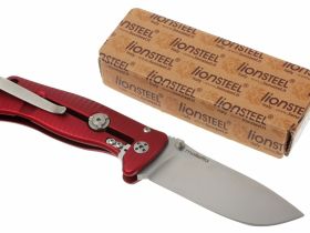 Нож складной LionSteel SR2A RS Mini, сталь Uddeholm Sleipner® Satin Finish, рукоять алюминий (Solid®), красный