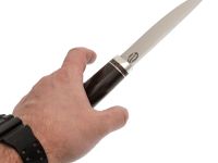 Нож Северный малый, сталь Х12МФ, рукоять коричневая карельская береза, с откованным долом