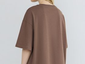 Футболка оверсайз с принтом, Коричневый