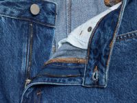 Прямые джинсы с отворотами, Синий