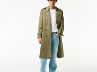 Мужская футболка Lacoste с воротником в полоску из эластичного хлопка