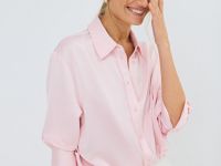 Блузка из жатого сатина, Розовый