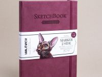 Скетчбук для маркеров Малевичъ "2SIDE" 15х21 см 40 л 220 г, двусторонняя бумага, бордовый