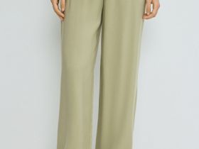 Прямые брюки с поясом на резинке, Зеленый