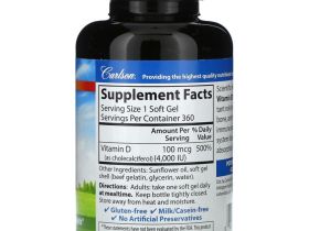 Carlson, Витамин D3, 100 мкг (4000 МЕ), 360 мягких таблеток