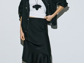 Атласная юбка миди А-силуэта, Черный