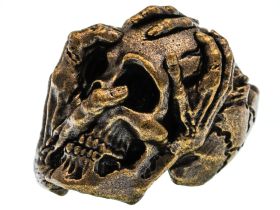 Бусина для темляка "Череп с руками", латунь