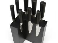 Подставка настольная магнитная для 8 ножей Woodinhome KS009SOBL, дуб, черный