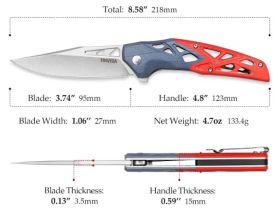 Складной нож Trivisa Leo-03RB, сталь K110, рукоять G10