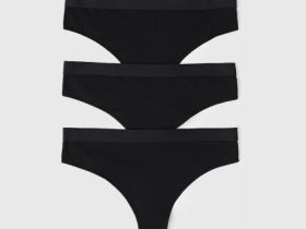 Трусы-бразилиана с мягкой резинкой, 3 шт., Черный