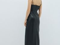 Платье-бюстье макси из искусственной кожи, Черный