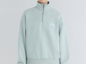 Толстовка с воротником-стойкой на молнии, Зеленый