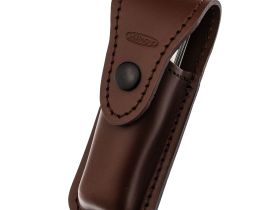 Автоматический многофункциональный нож Mikov Predator, сталь 420, рукоять рог оленя, чехол из кожи