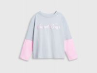 Лонгслив с принтом для девочек, Серый