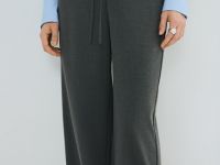 Прямые брюки с эластичным поясом, Серый