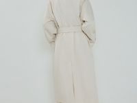 Однобортный длинный плащ, Бежевый