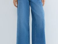 Широкие джинсы с высокой посадкой, Голубой