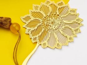 Закладка для книг с кисточкой "Подсолнух-солнечный цветок" (латунь, нейлон)