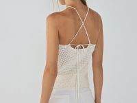 Вязаный топ кроше, Бежевый