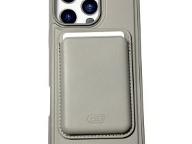 Чехол-накладка HDCI MagSafe Card Holder для iPhone 16 Pro искусственная кожа (серый)