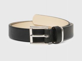 Ремень с металлической шлёвкой, Черный