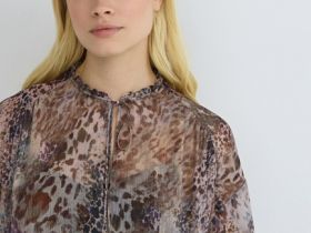 Шифоновое платье с принтом, Оранжевый