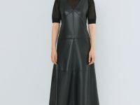 Платье А-силуэта из искусственной кожи, Черный