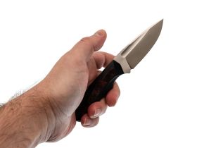 Нож Pocket Wolf Мини Тактик с долом, сталь AUS10Co, рукоять G10, черный с красной вставкой