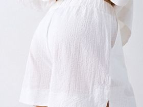 Шорты пижамные из ткани с жатым эффектом, Белый