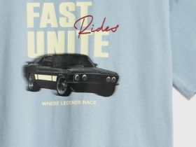 Футболка со светящимся в темноте принтом для мальчиков, Голубой