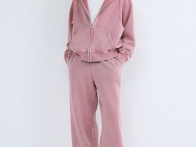 Трикотажные брюки с эффектом стирки для девочек, Розовый