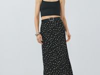 Юбка макси с принтом, Черный