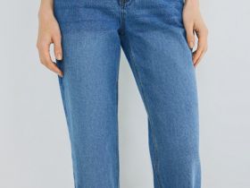 Прямые джинсы с высокой посадкой, Синий