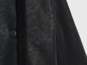 Дублёнка из искусственной кожи с мехом для девочек, Черный