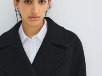 Короткое пальто из шерсти, Черный