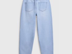 Прямые джинсы с высокой посадкой, Голубой