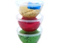 Игрушки в наборе "Космический песок", микс 3 цвета и формочка, песочный, розовый, зеленый, 510 г.