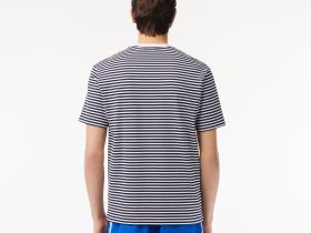 Мужская полосатая Футболка Lacoste из плотного хлопка