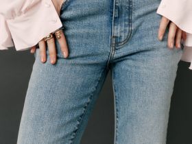 Джинсы Bootcut с высокой посадкой, Голубой