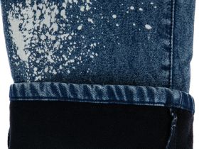 Брюки текстильные джинсовые утепленные флисом для девочек