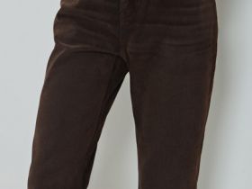 Прямые джинсы с велюровым покрытием, Коричневый