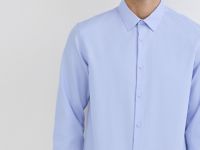 Рубашка из структурной ткани, Голубой