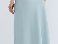 Сатиновая юбка миди А-силуэта, Зеленый