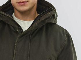 Удлинённая утеплённая парка с капюшоном, Зеленый