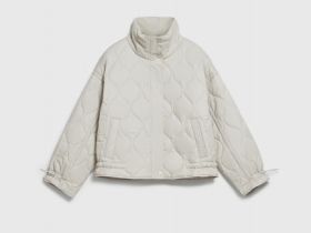 Стёганая утеплённая куртка с воротником-стойкой, Бежевый