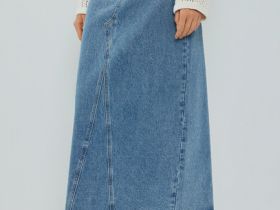Джинсовая юбка макси с эффектом деграде, Синий